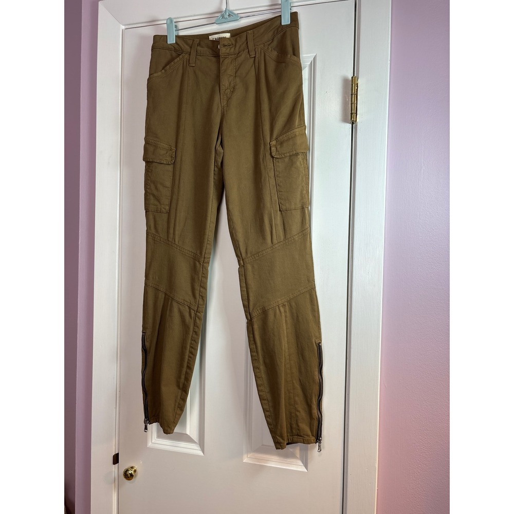 L'AGENCE Patton High‎ Rise Skinny Cargo Pants Brown Olive Ankle Zip 26